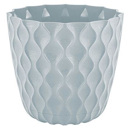 Горшок для цветов InGreen Wave с дренажной сеткой и съемным поддоном 2,5л, D175мм, Утренний туман